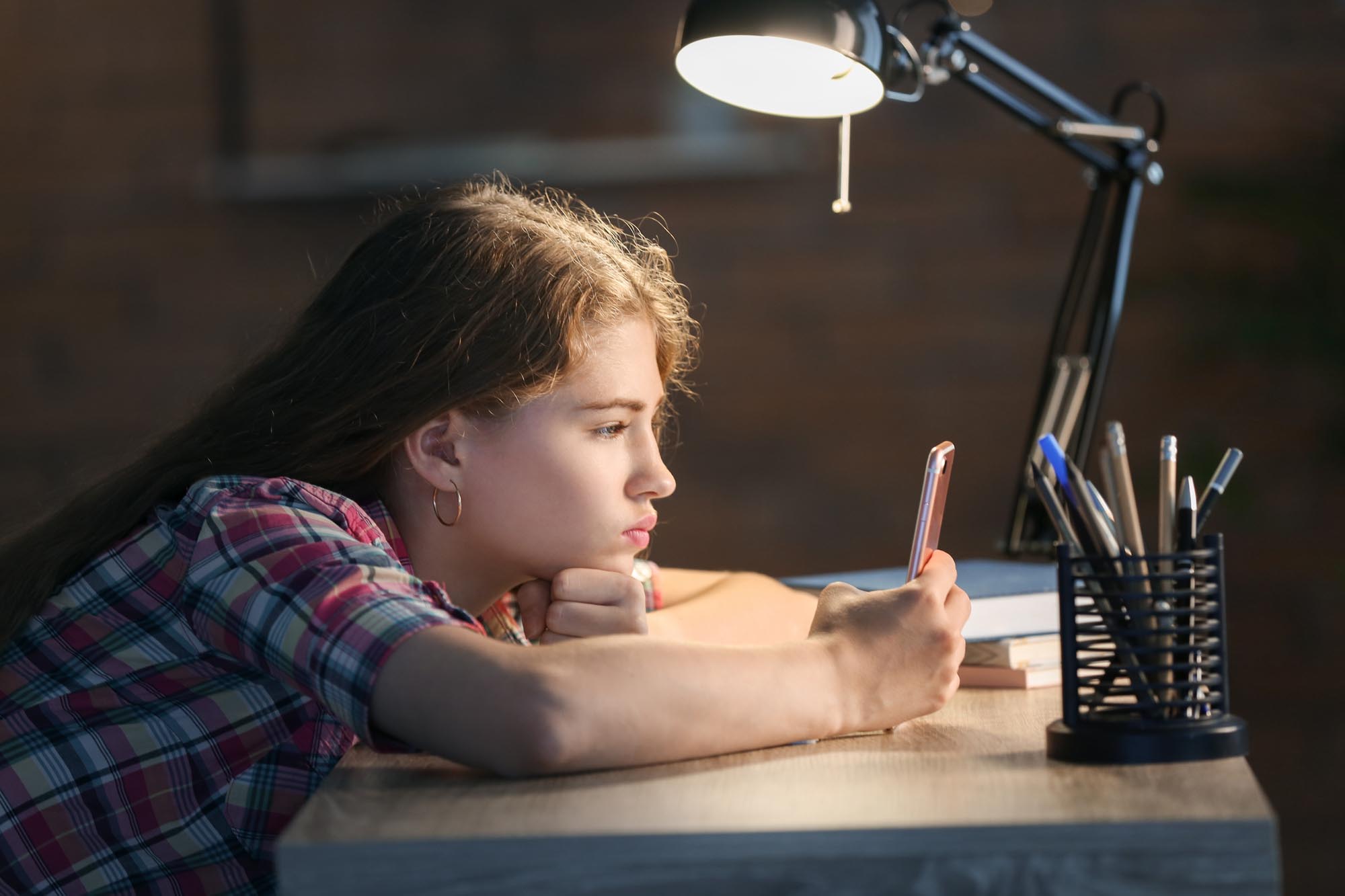Teen girl on social media