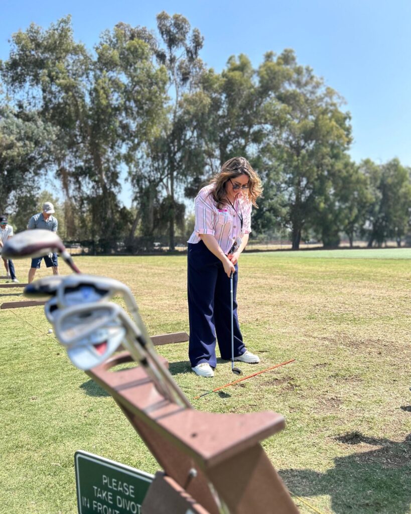 Valerie crushing it on the range at the Fusion Academy Golf Mixer
